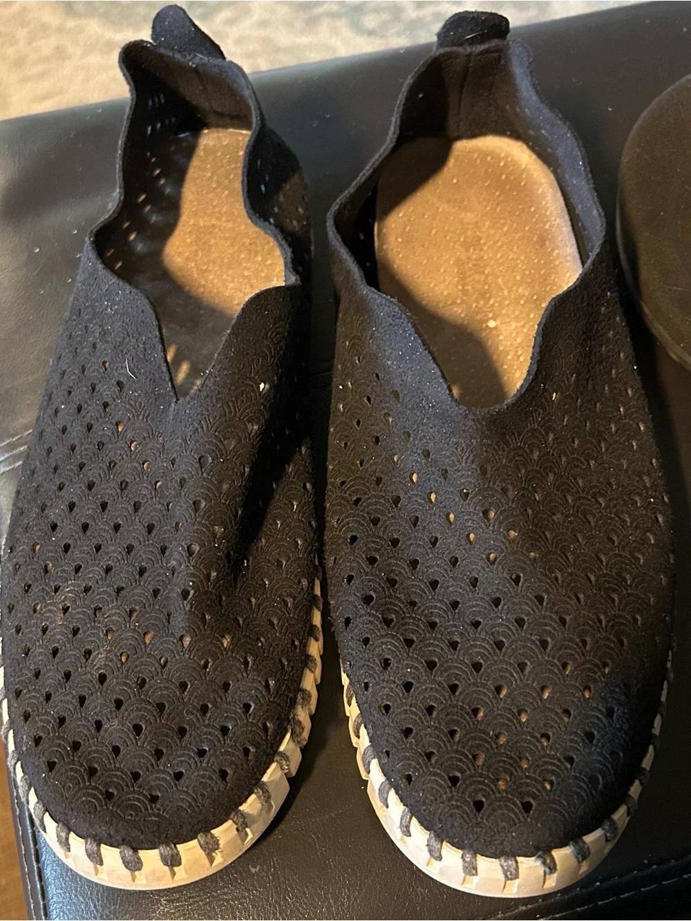 Ilse Jacobsen Black Perforated Slip-On shoes Size 38 (8)
